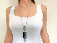 Load image into Gallery viewer, Nour London Natural Stone Pearl Slider Necklace
